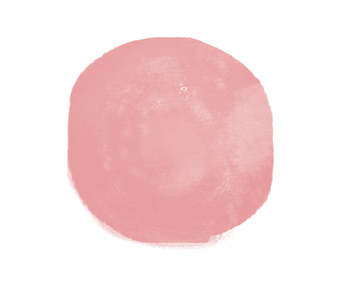 A pink circle with rough edges on a black background.