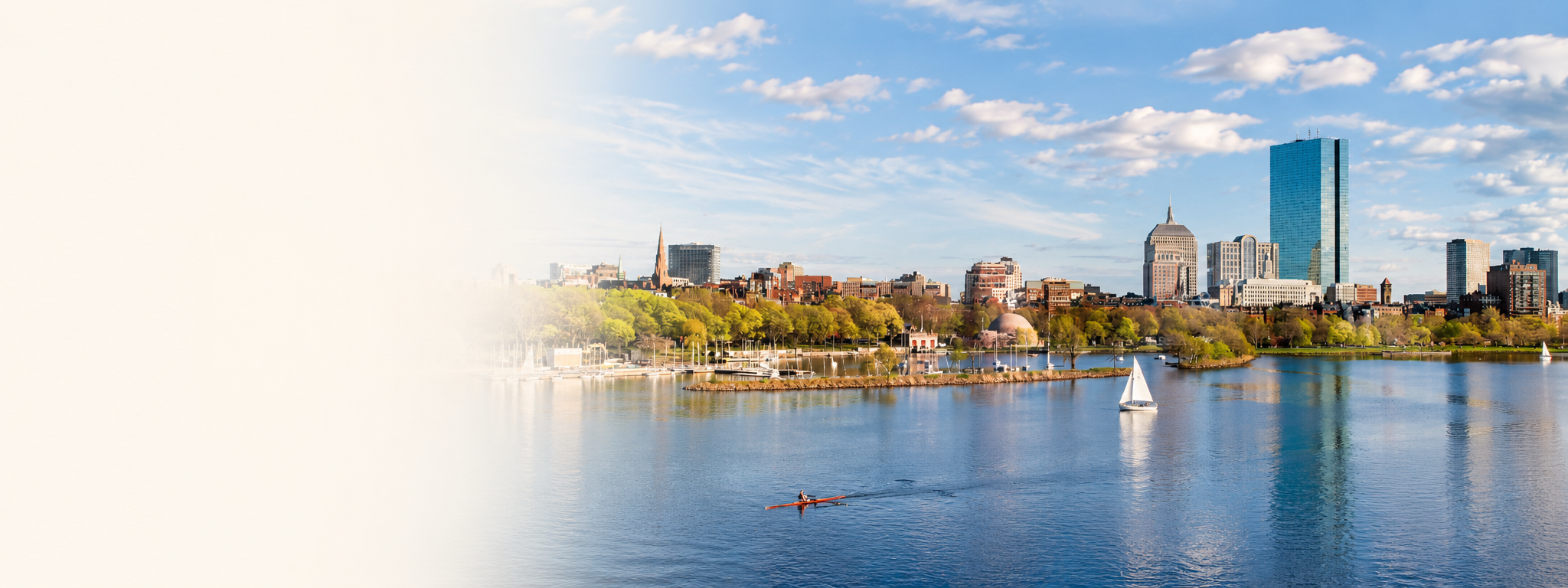 Boston Back Bay skyline and Charles River representing addiction counseling services for adults in Massachusetts.