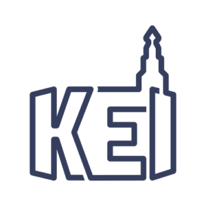 A logo featuring the word 'KEL' with stylized font, and a graphic resembling a tall tower or spire incorporated into the right side of the logo.