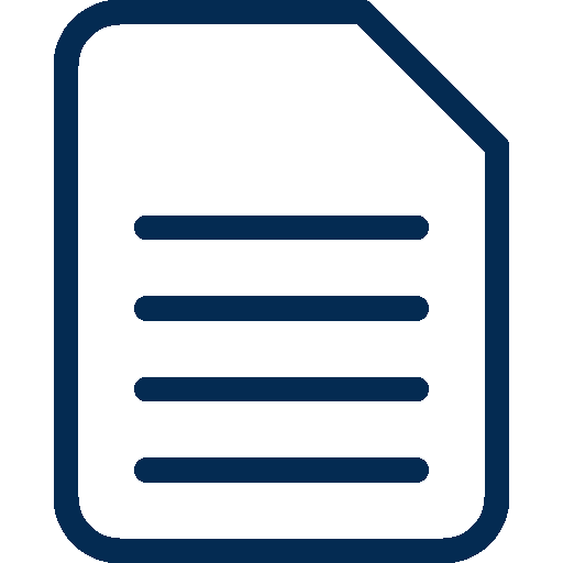 Icon of a document with horizontal lines representing text, outlined in dark blue.