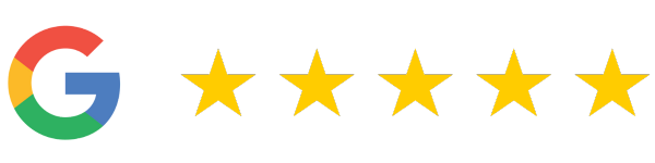 Google logo with five gold stars