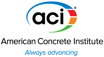 Logotipo del American Concrete Institute con el lema 'Siempre avanzando'.