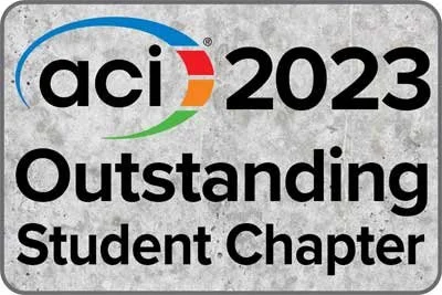 Logotipo del congreso ACI 2023 con texto 'Outstanding Student Chapter'