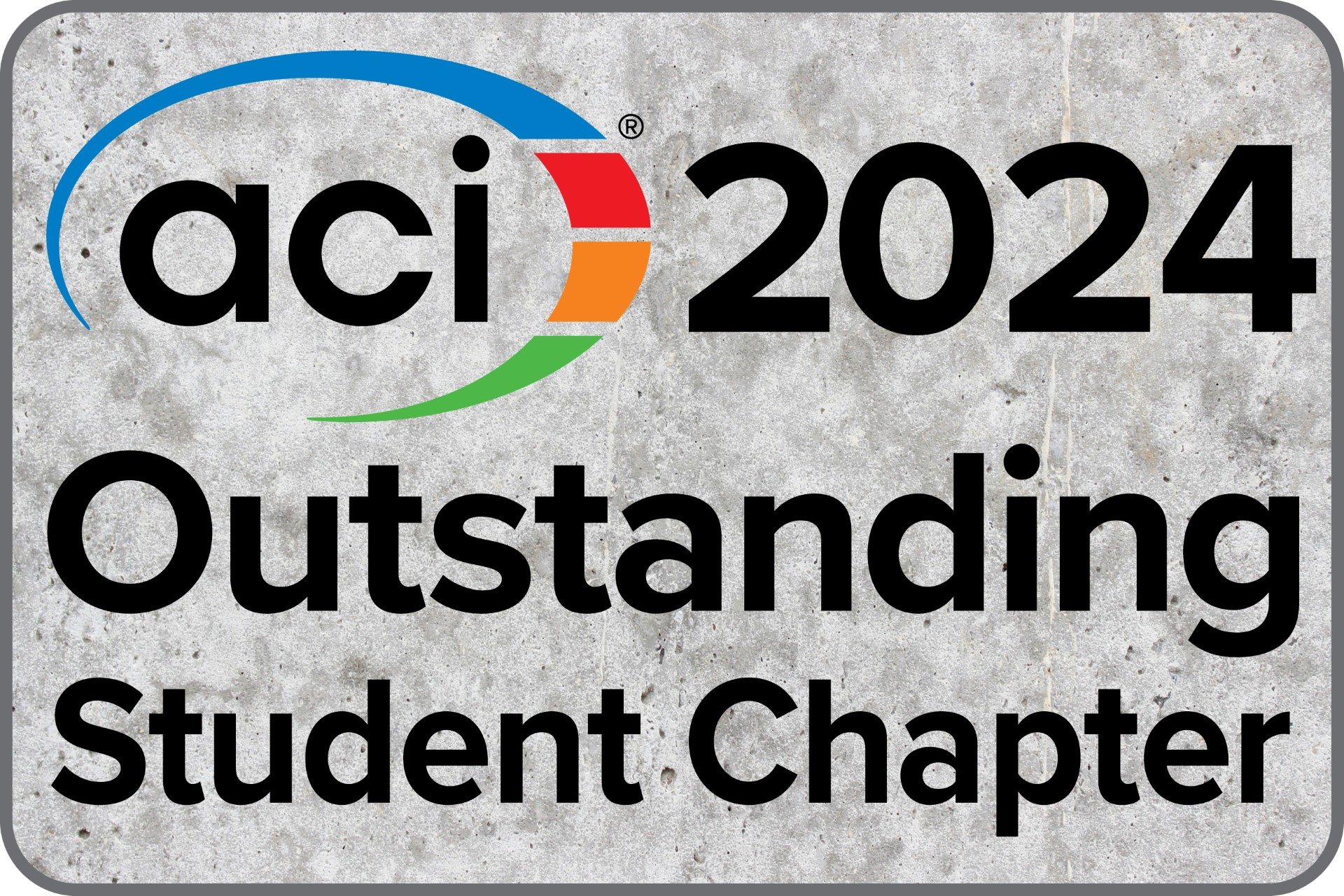 Logotipo de ACM 2024 con letras negras, un círculo de colores (azul, rojo, naranja y verde) y fondo de concreto.