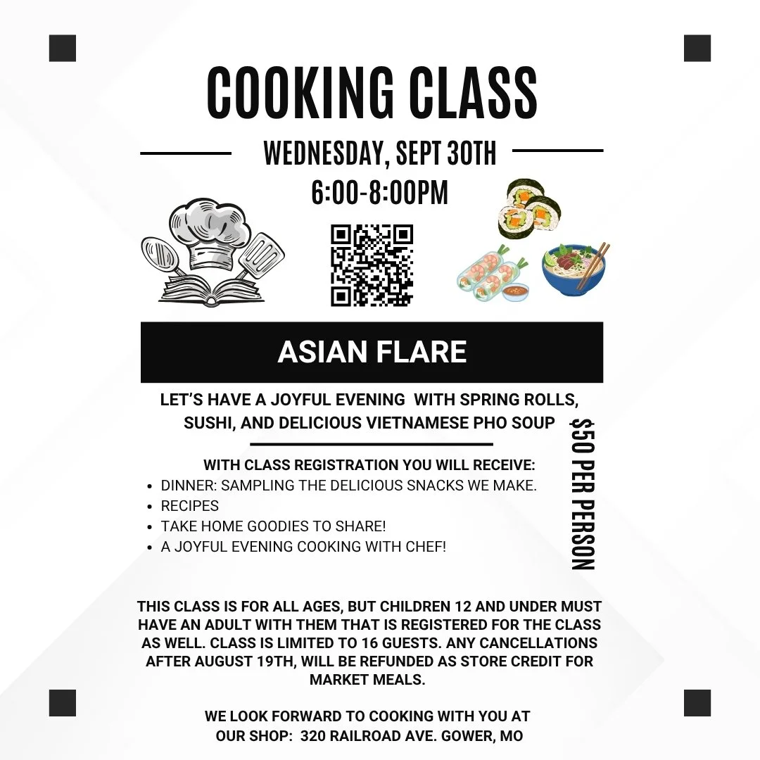 Asian Flare Cooking Class Wednesday, September 30th, 2026