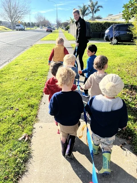 Children from Nurture and Grow Early Learning Centre enjoying a community walk, building road safety awareness, confidence, independence and a sense of belonging.