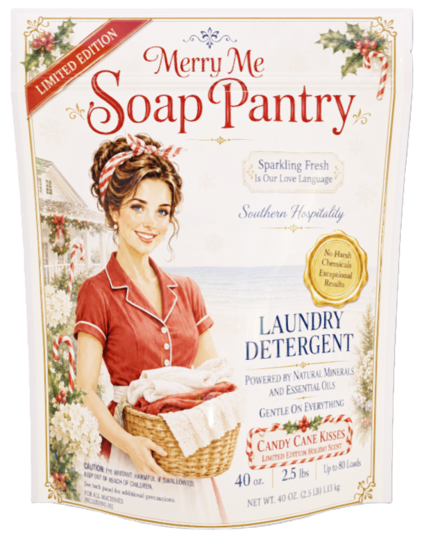 Concentrated Powder Laundry Detergent | Natural Minerals & Essential Oils | Candy Cane Kisses (Limited Edition) Scent | 40 Oz | 80 Loads