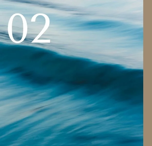 Blurred image of ocean waves with a white number 02 in the top left corner.