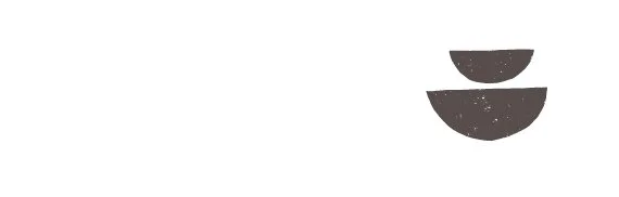 Two dark brown semicircles stacked vertically on a white background.