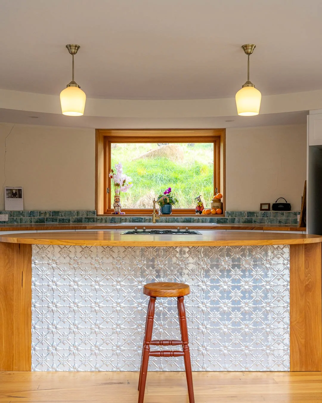 designer kitchen with quality light fixtures