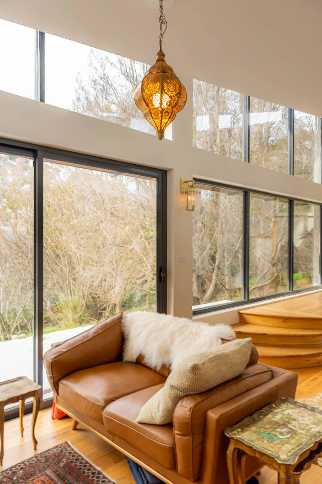 Designer loungeroom with quality light fixtures