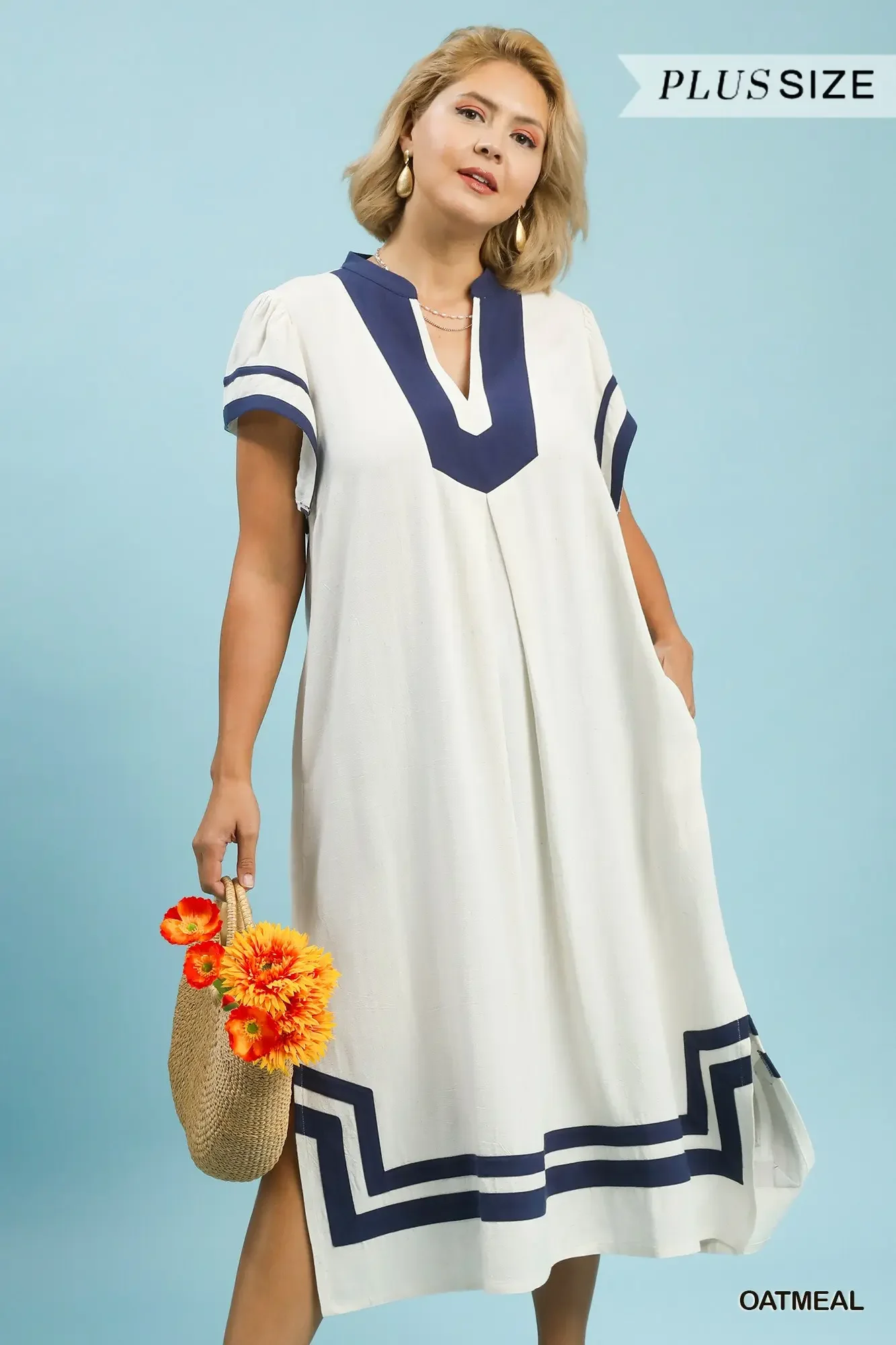 Plus Size Oatmeal Umgee Midi Dress