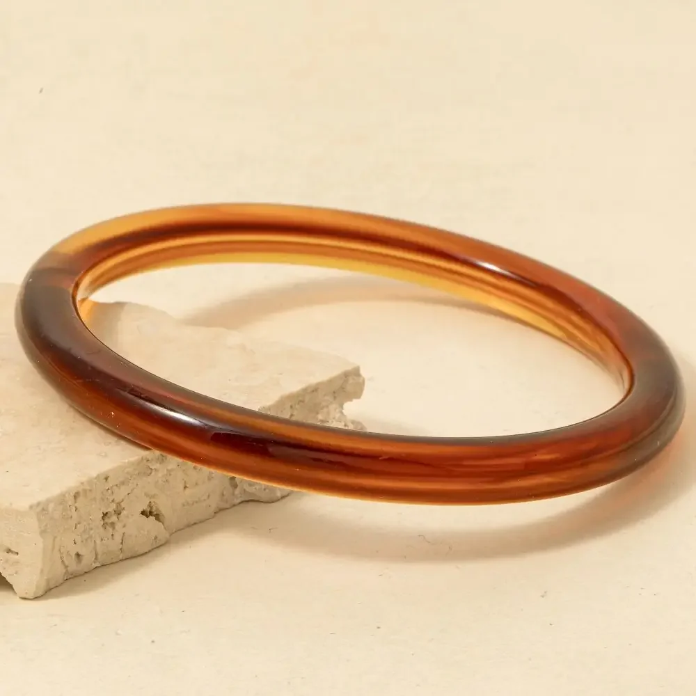 Brown Resin Tube Bangle Bracelet