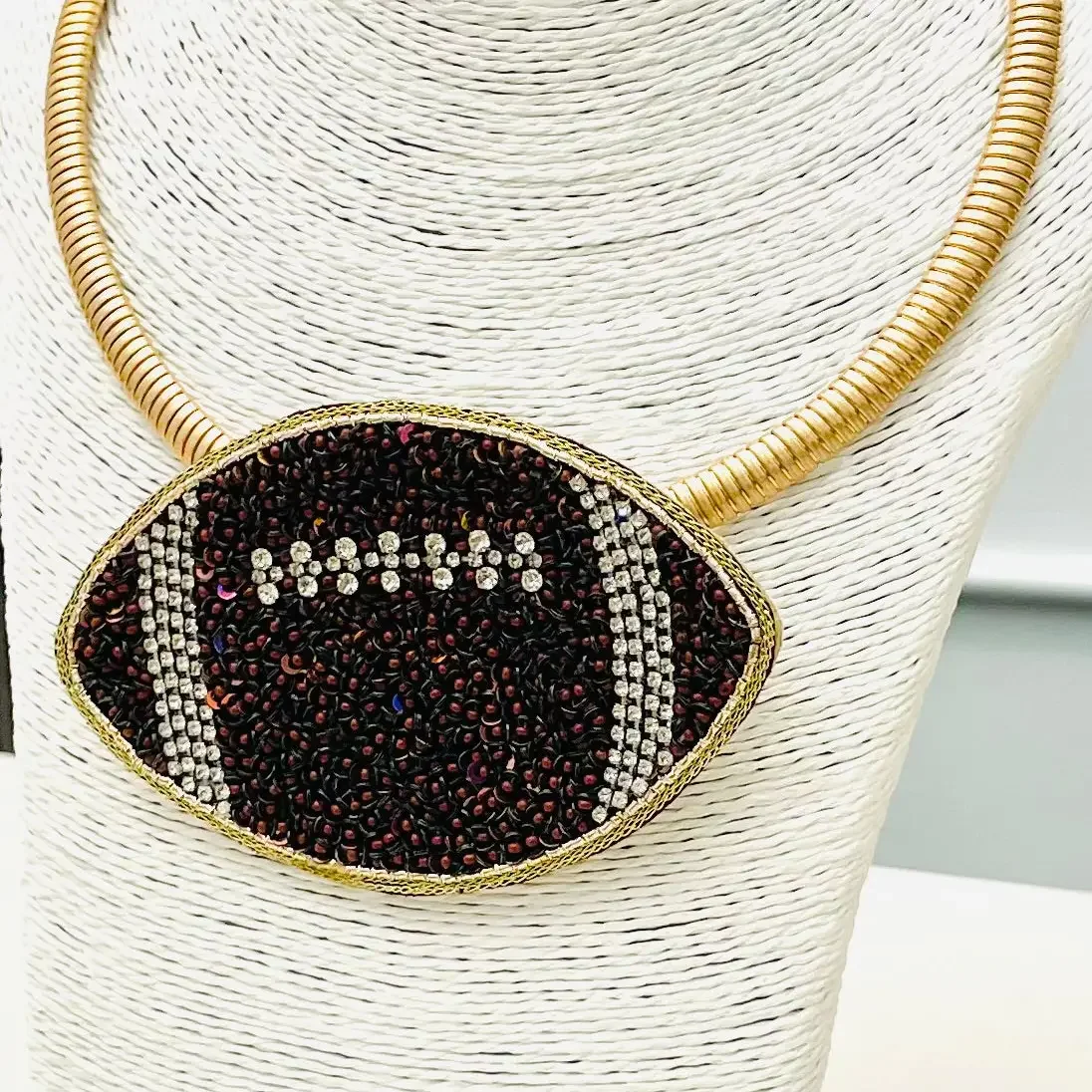 Beaded Friday Night Lights  Football Necklace