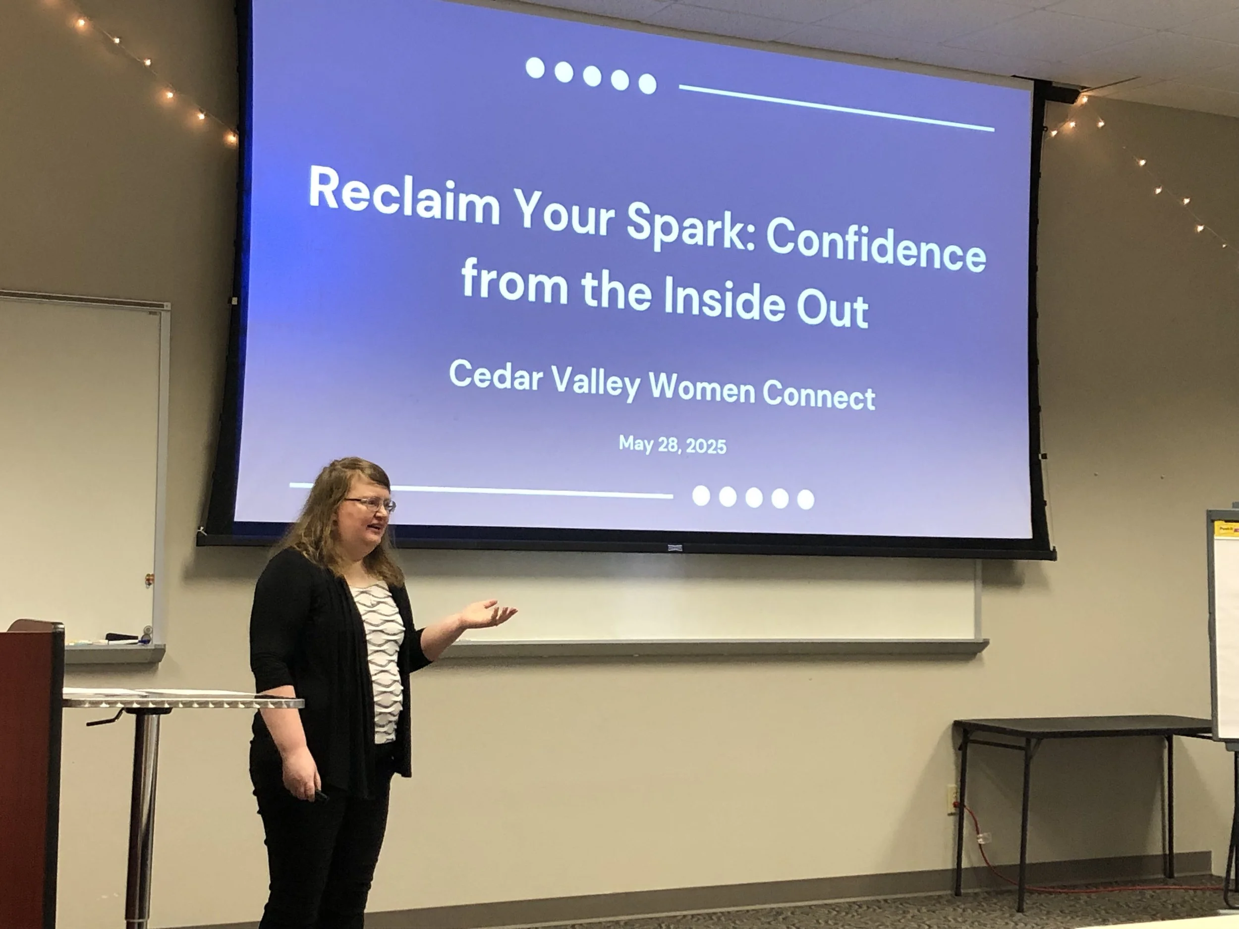 Michelle Pezley presenting on confidence..