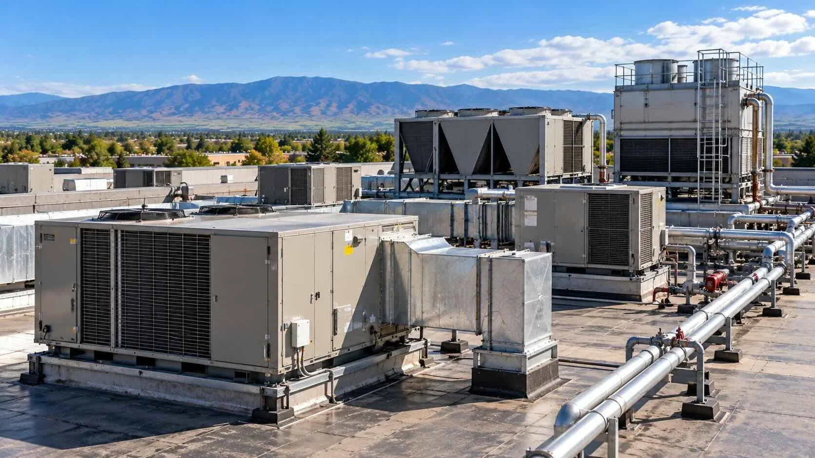 Commercial roof complete with robust hvac system