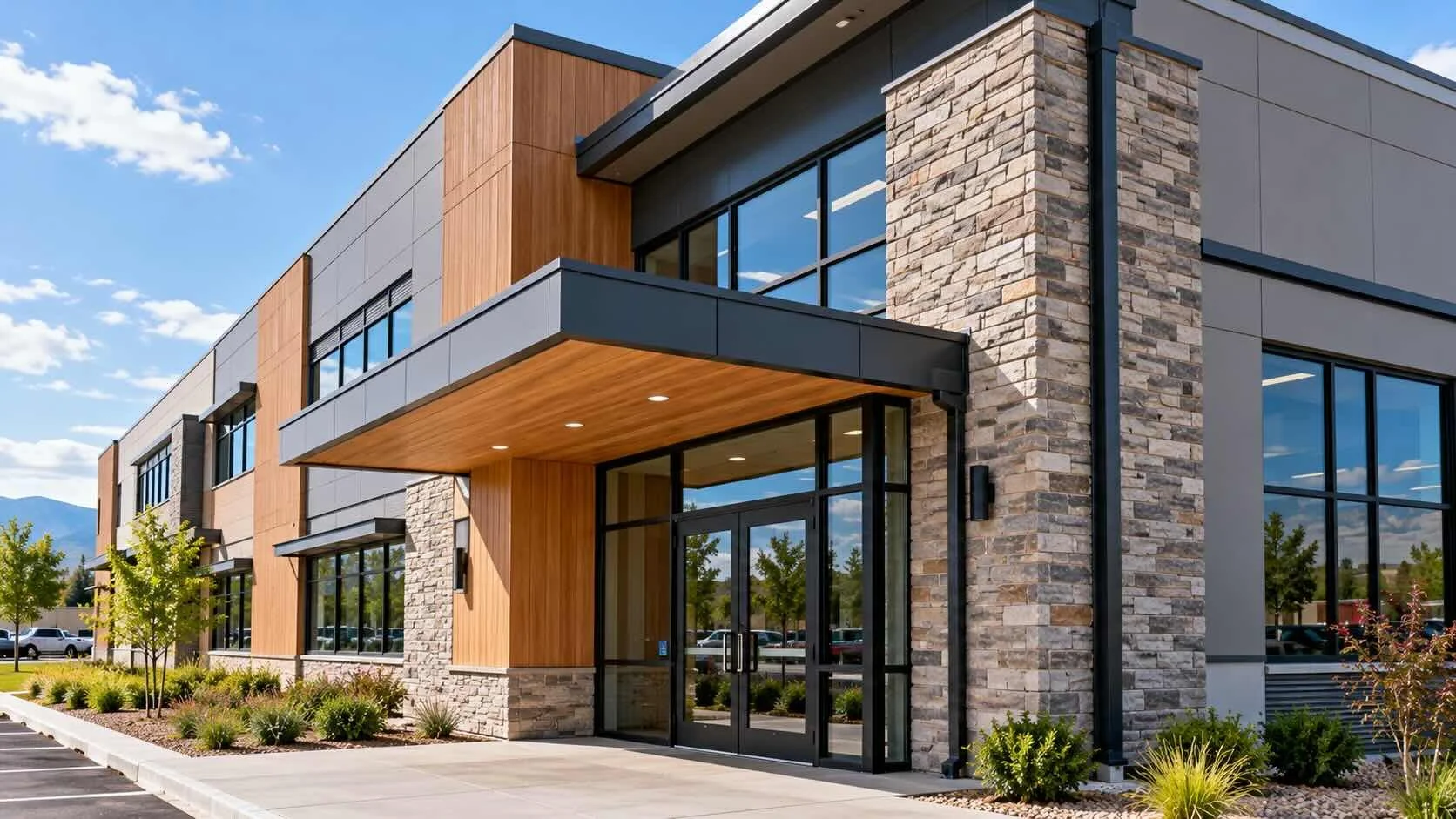 Front quarter of nice commercial building