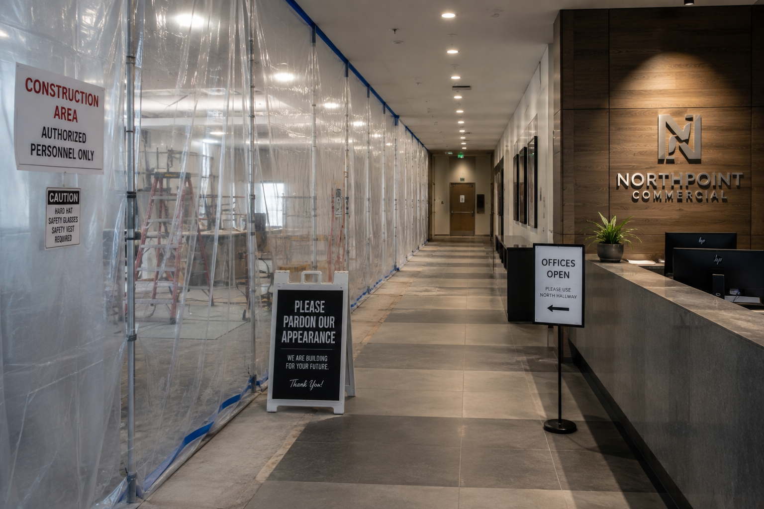 Occupied commercial building undergoing a phased renovation
