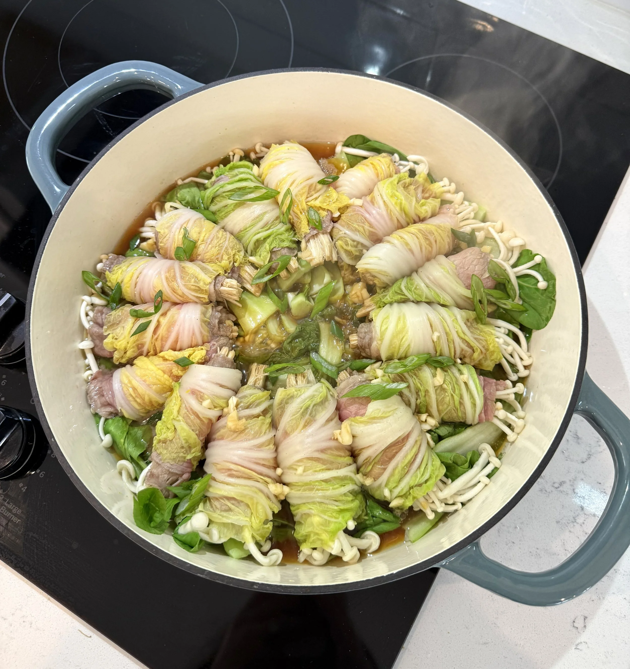 Enoki Cabbage Beef Rolls