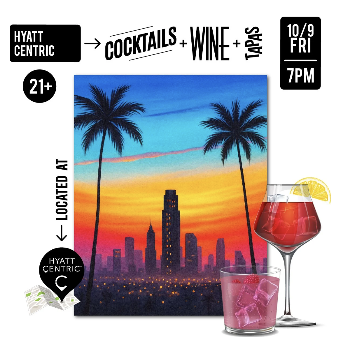 Brushstrokes + Beverages at Hyatt Centric: LA Sunset