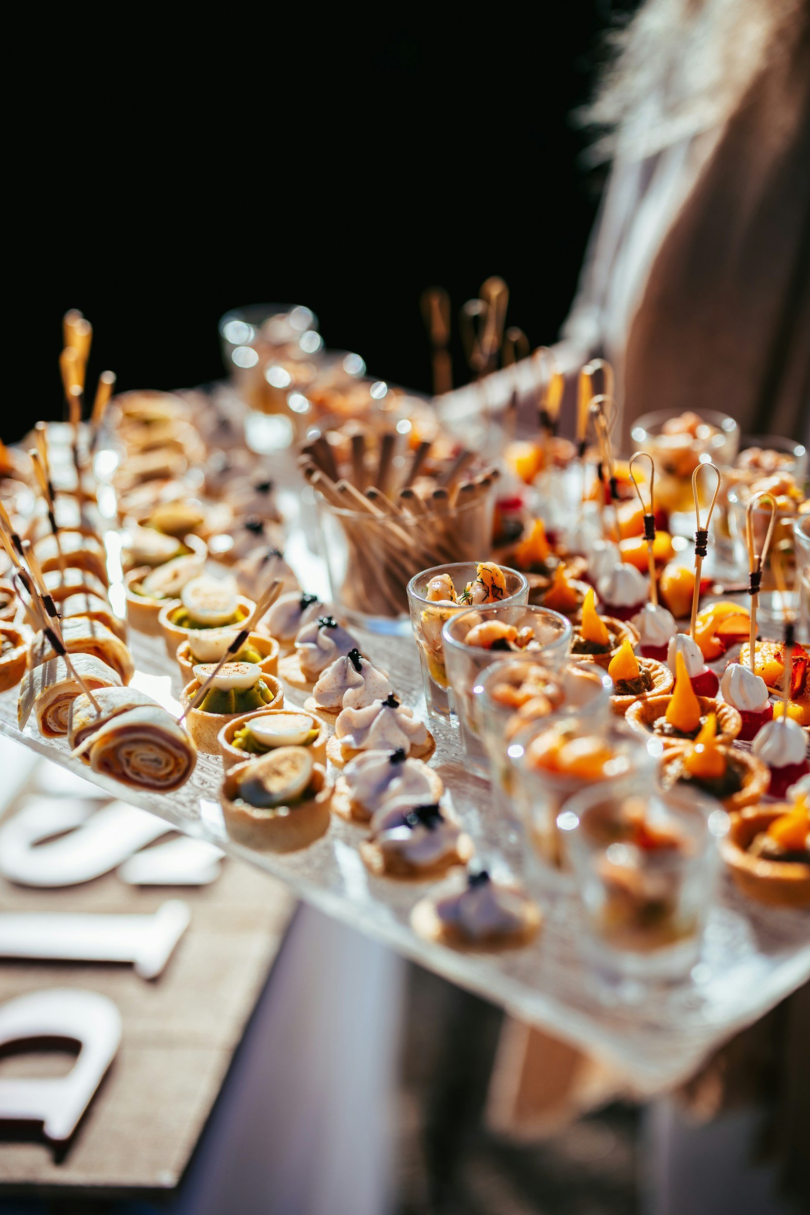 Assorted party food platters prepared by Cella Catering Co.