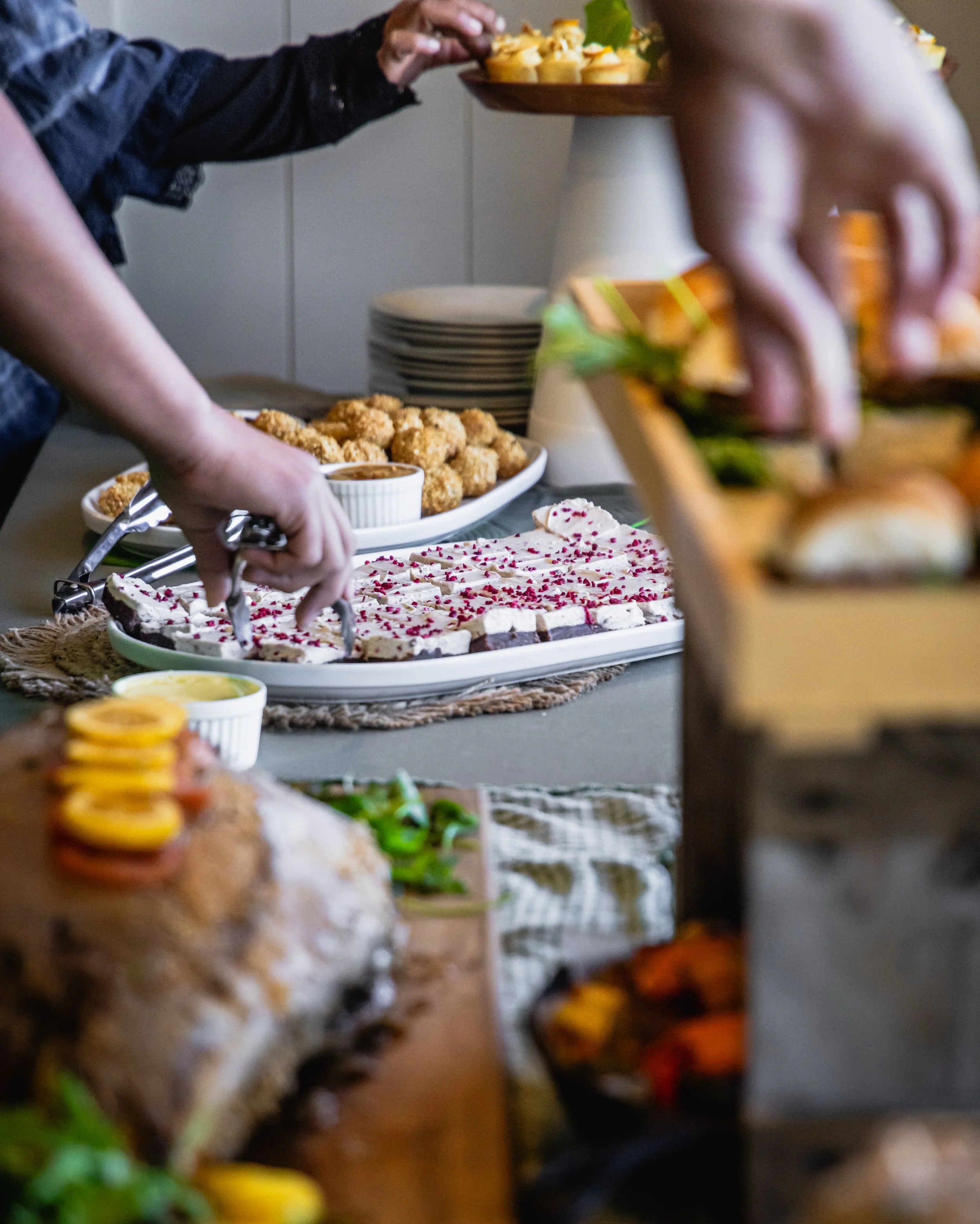 Our clients couldn&rsquo;t wait to tuck into this lunch! We could barely get to the grazing table to deliver the plates before everyone was helping themselves.