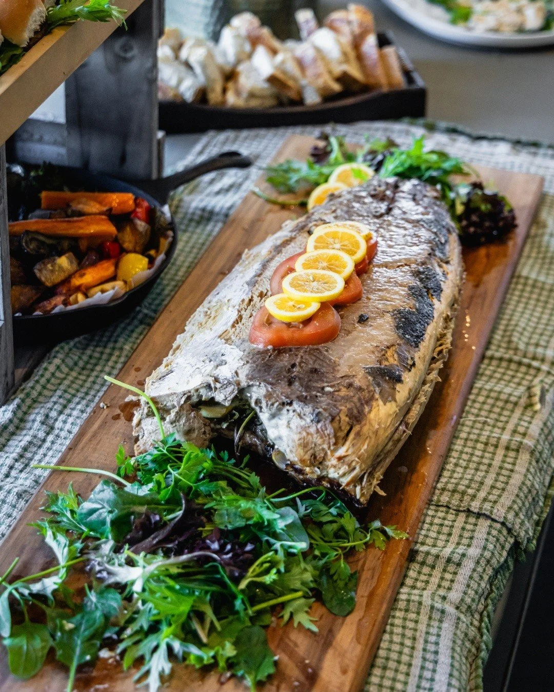 The absolute star of the spread at a recent event - a whole kingfish! 🐟✨️