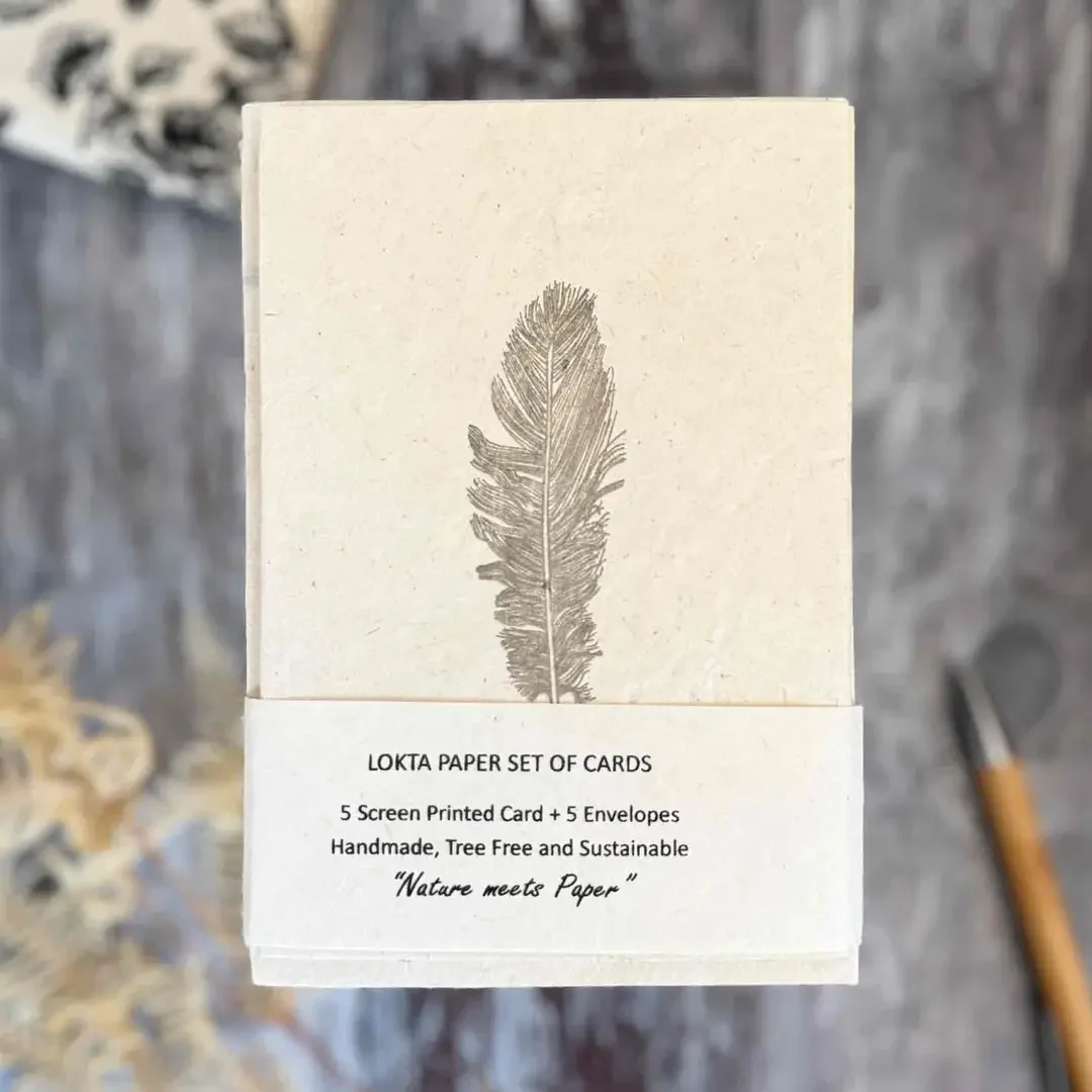 Plume Feather Lokta Notecard set (set of 5)