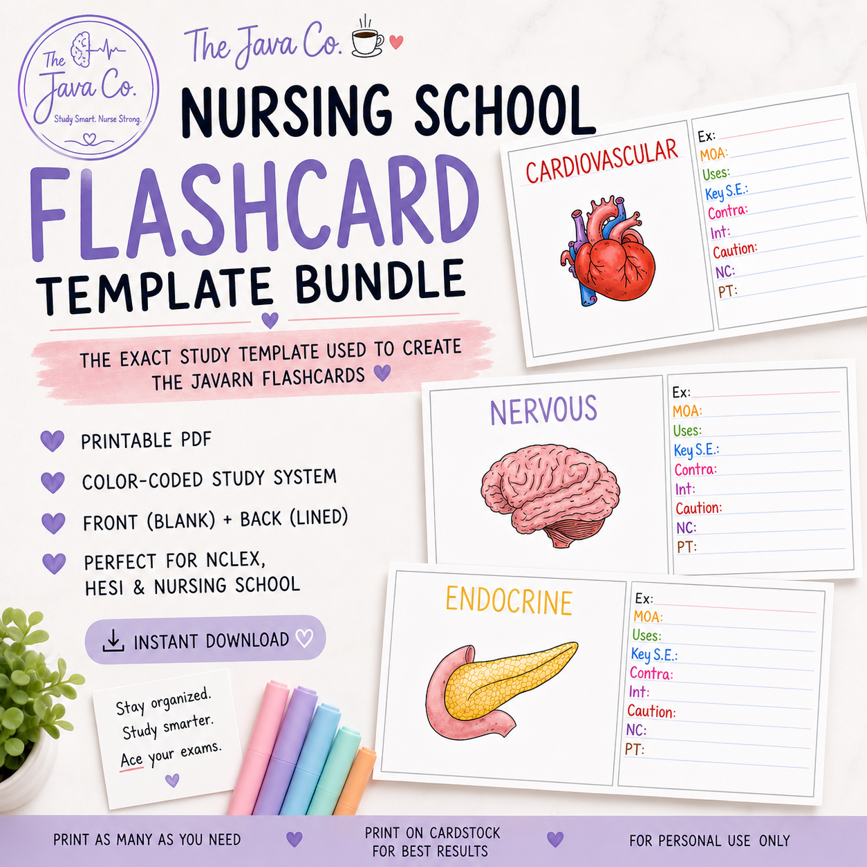Flashcard Template Bundle | PDF Download