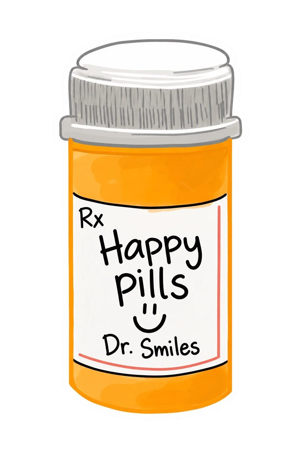 Pill bottle with smiley face