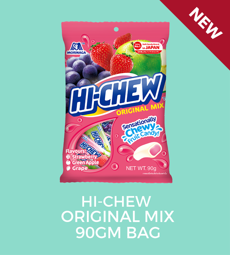 ORIGINAL MIX  FLAVOURS:   GRAPE, STRAWBERRY  And GREEN APPLE  WEIGHT:  90GMS - 18 PCS