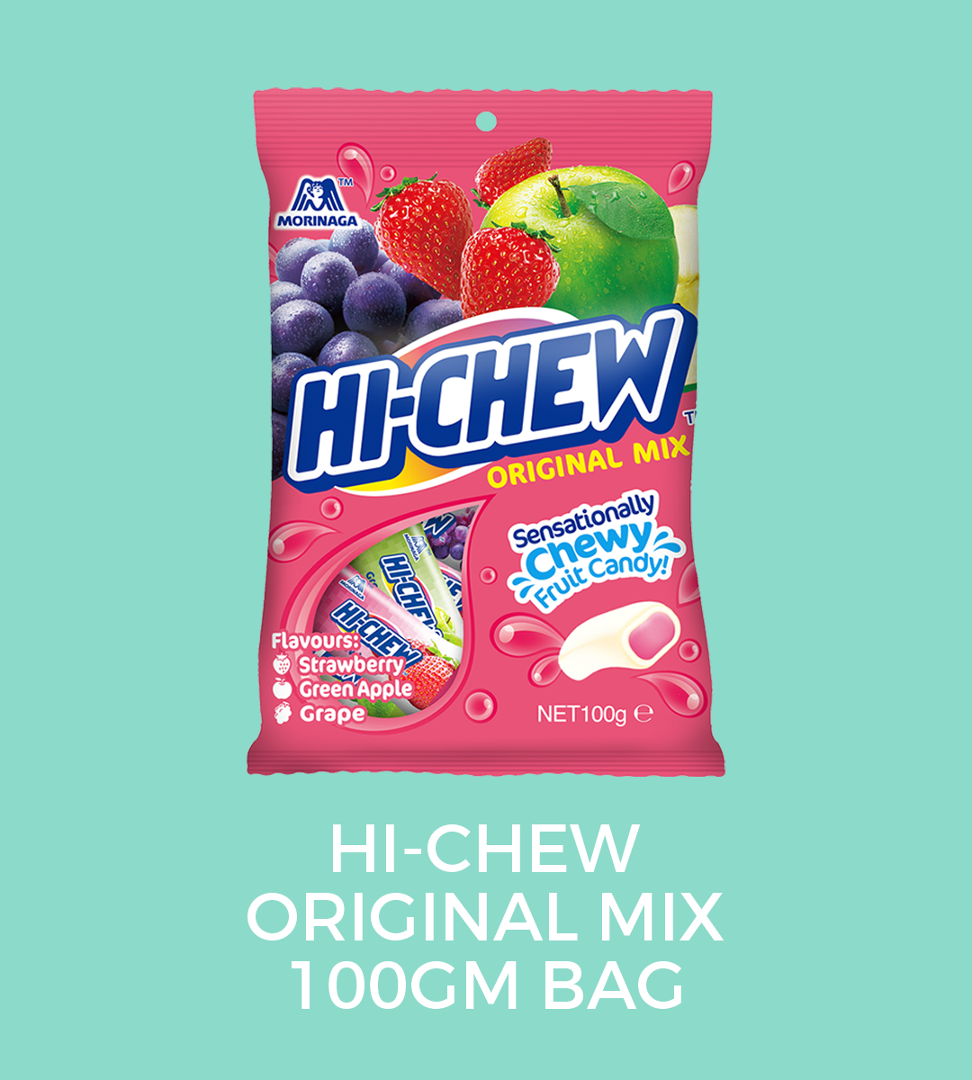 ORIGINAL MIX  FLAVOURS:   GRAPE, STRAWBERRY,  GREEN APPLE  WEIGHT:   100GMS - 20 PCS WHERE TO BUY >>