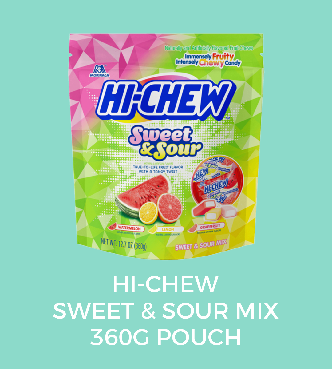 sweet &amp; sour MIX  FLAVOURS:   watermelon, grapefruit  and LEMON  WEIGHT: 360GMS