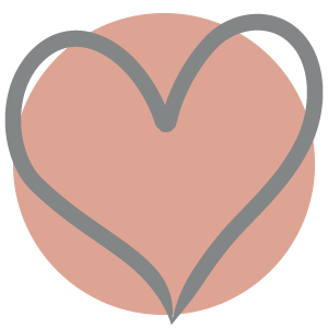 A pink heart outlined in gray