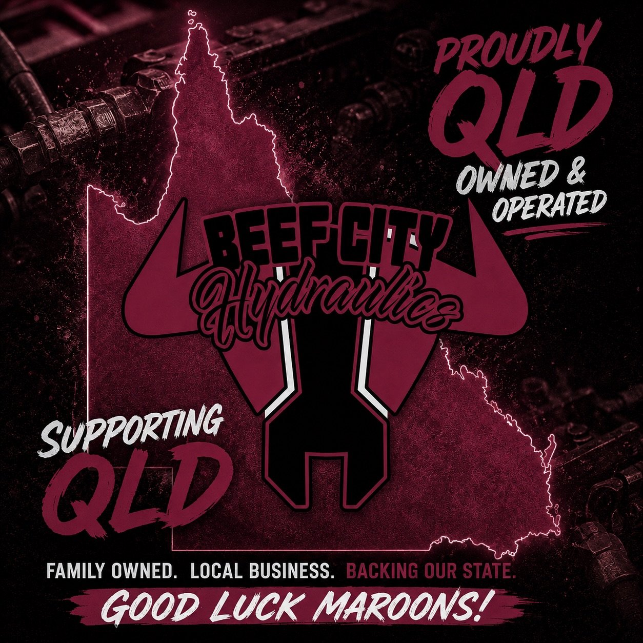 At Beef City Hydraulics, we&rsquo;re proud to support the Maroons! As a family-owned local business, we know what it means to back your state, support your team, and stand behind your own.

From our family to yours, good luck Queensland! ❤️💛

Don&rs
