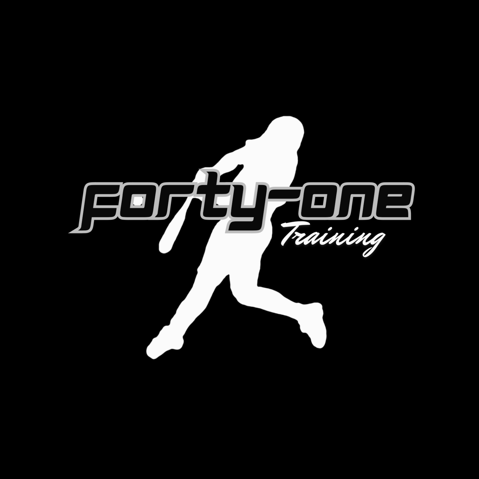 A black background featuring a white silhouette of a running person and the text 'forty-one Training' in stylized font.