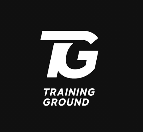 Black background with a logo featuring a stylized 'TG' and the words 'Training Ground' underneath.