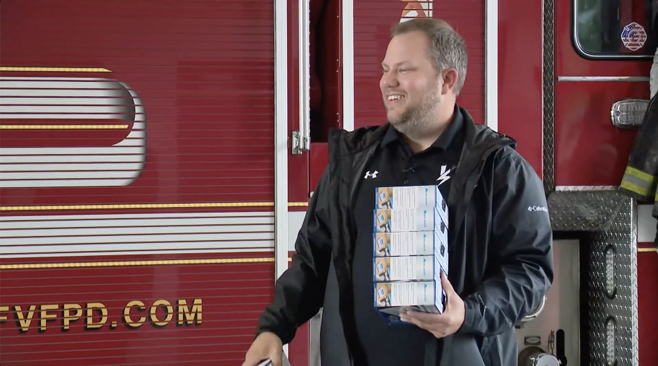 Y’all Squad delivering emergency supplies to a local fire department