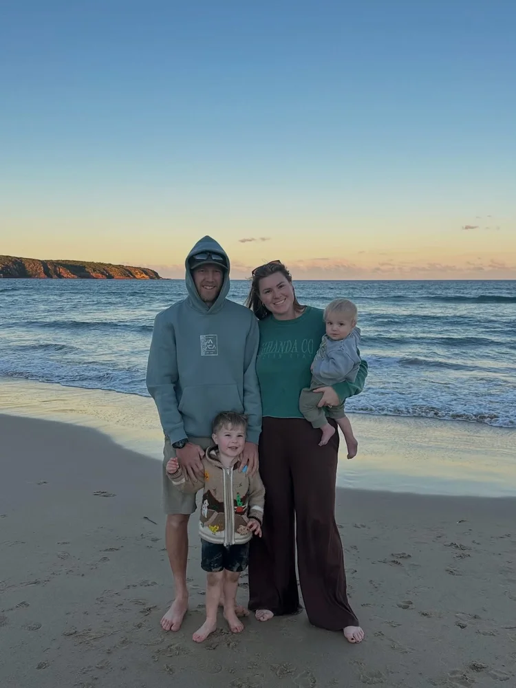 Kyle, Kacey, Oakley and Parker at the beach