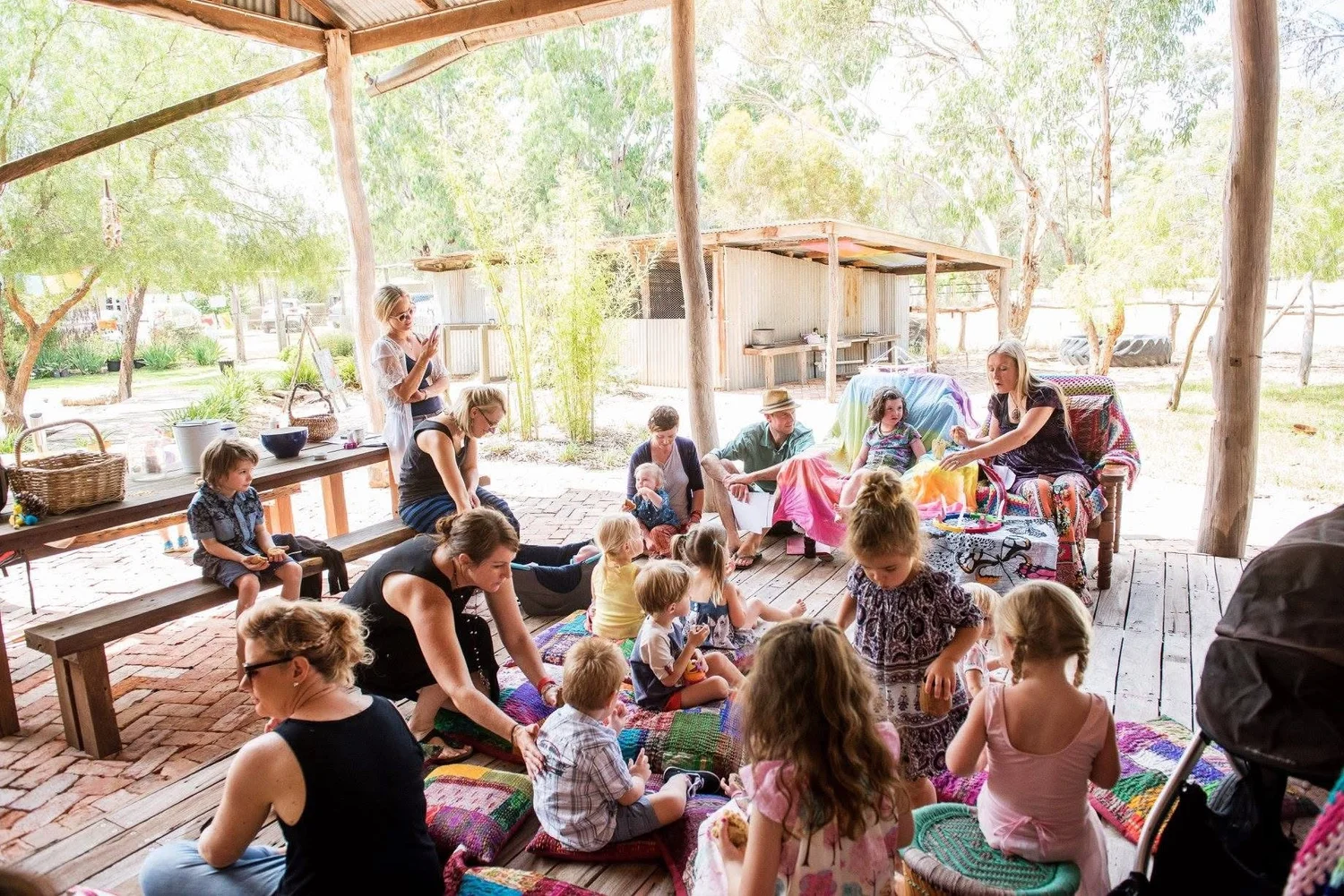 Families gathered together outdoors at Little Tree