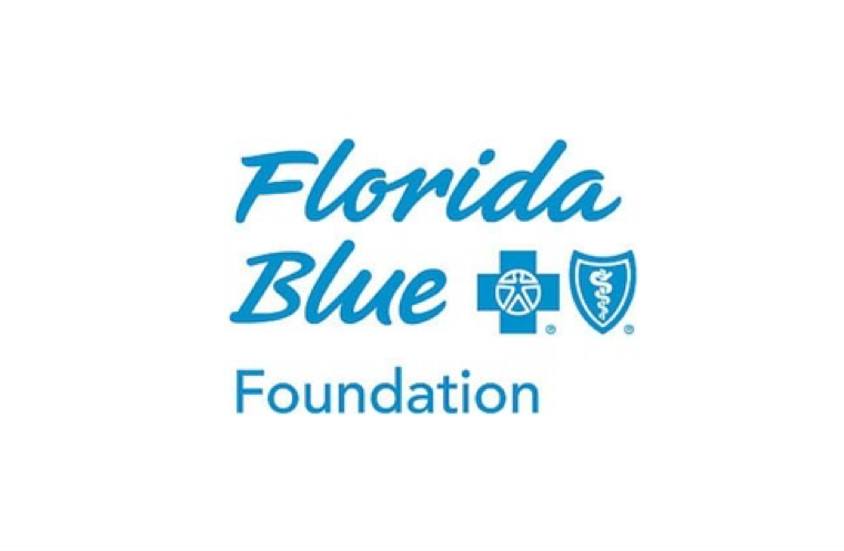 Logo of Florida Blue Foundation with blue text and healthcare symbols