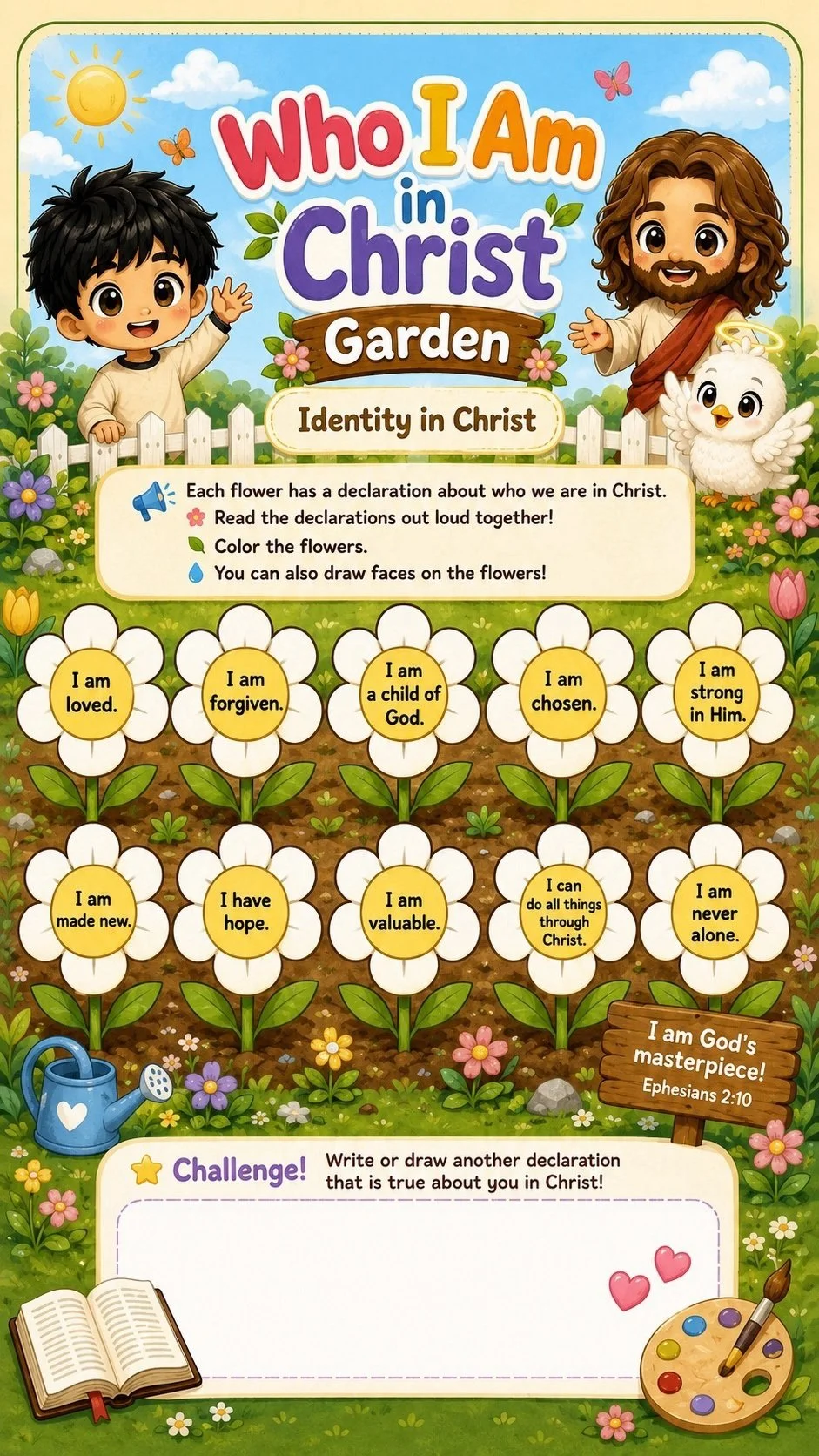 Who am I in Christ Garden Activity for Kids