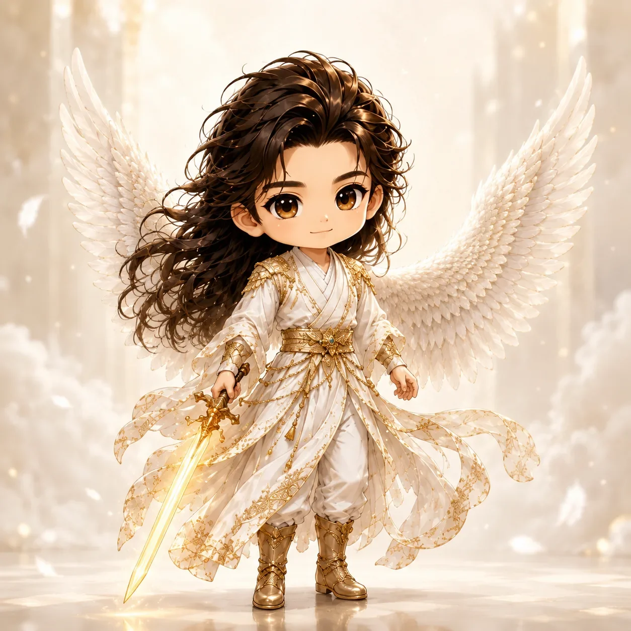 Chibi White Angel Character Portrait