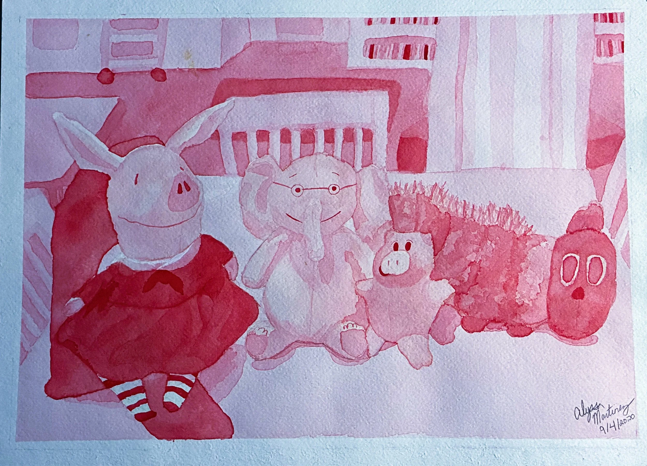 Library Friends monochromatic painting practice (watercolor)