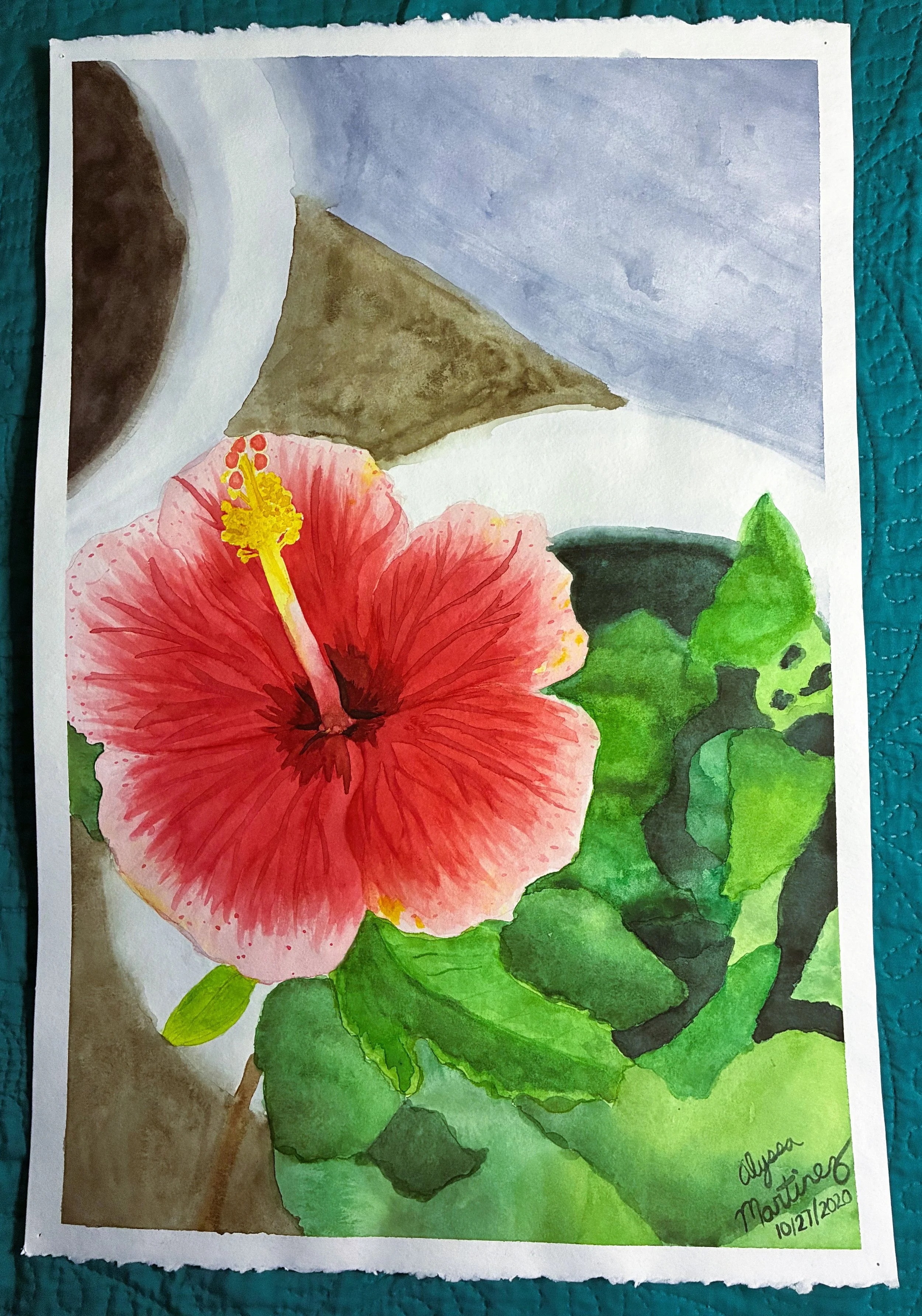 Red Hibiscus Flower-watercolor