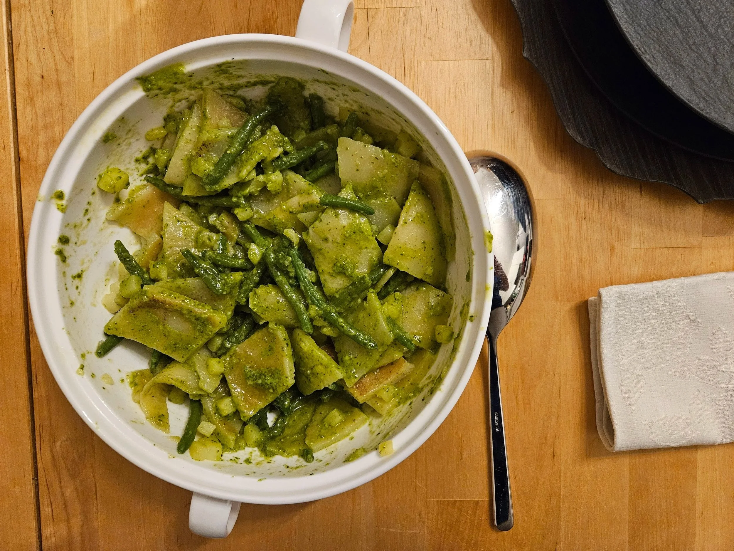 Testaroli Pesto Fagilini e Patate
