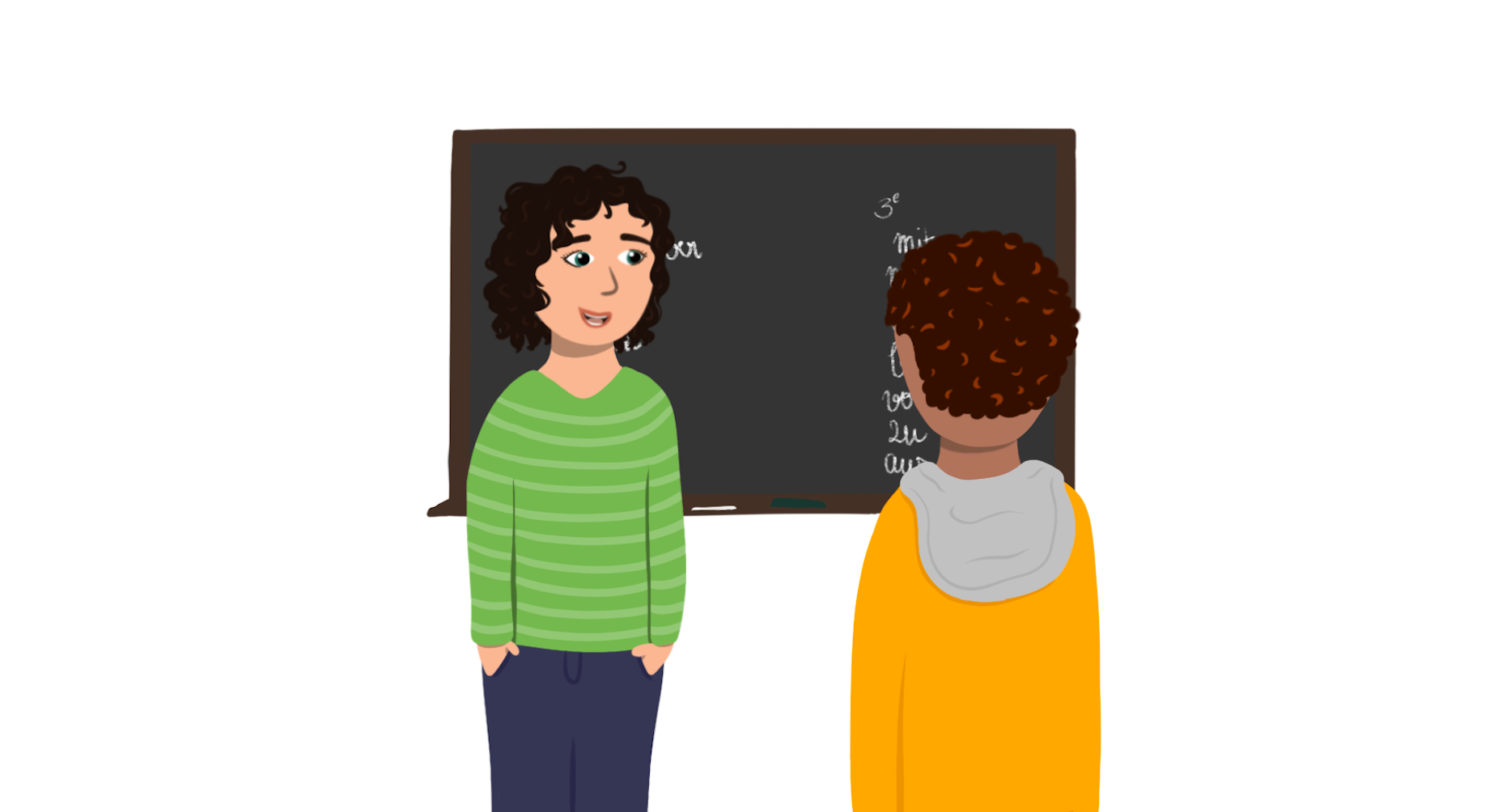 Illustration of a teacher explaining something to a student