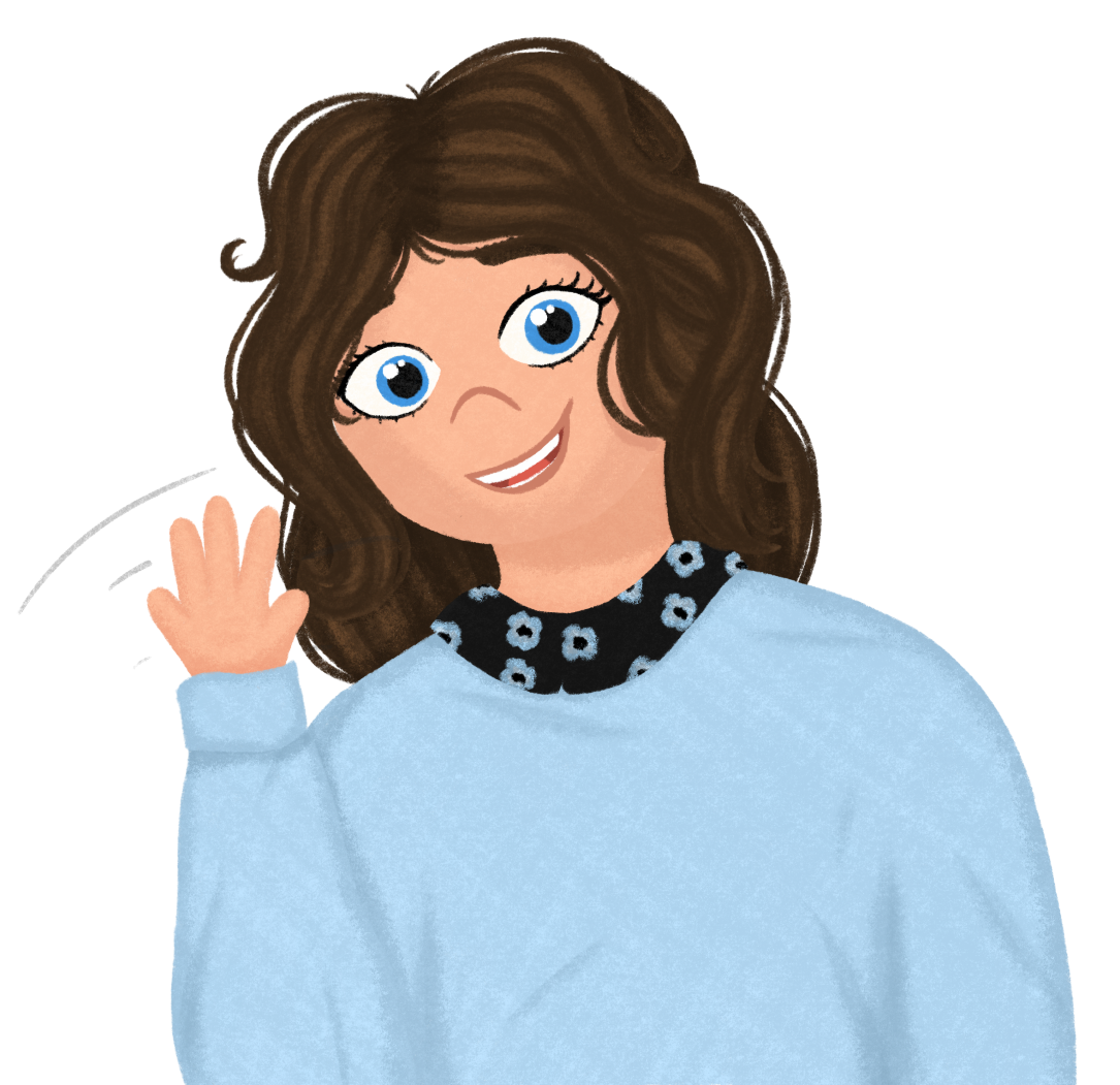 Illustration of Sammy Godding, the illustrator behind Godding Illustrations, waving