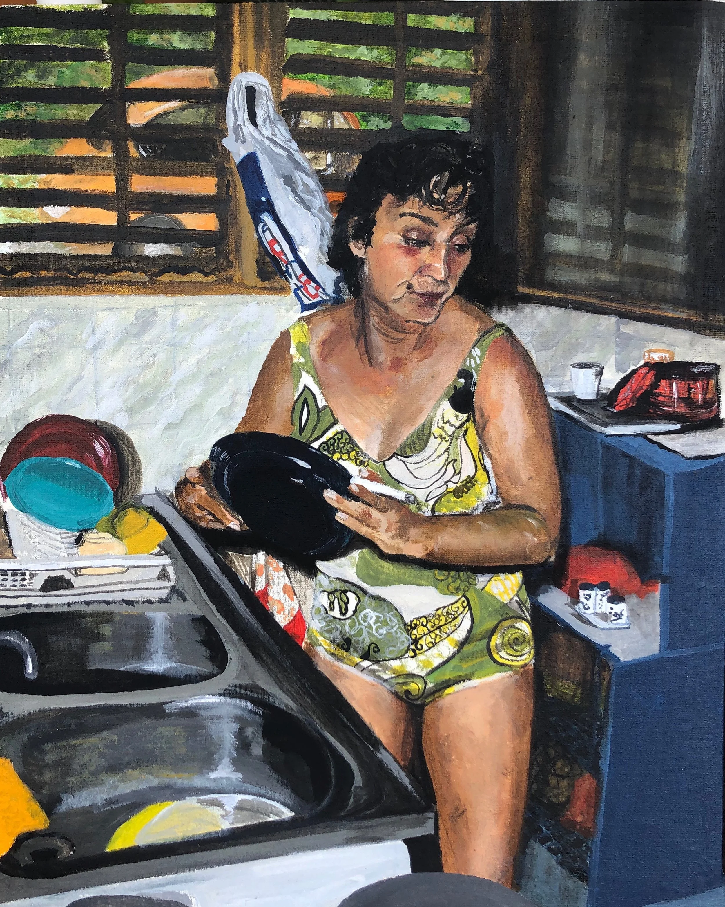 "Woman in Kitchen" acrylic on canvas, 2019