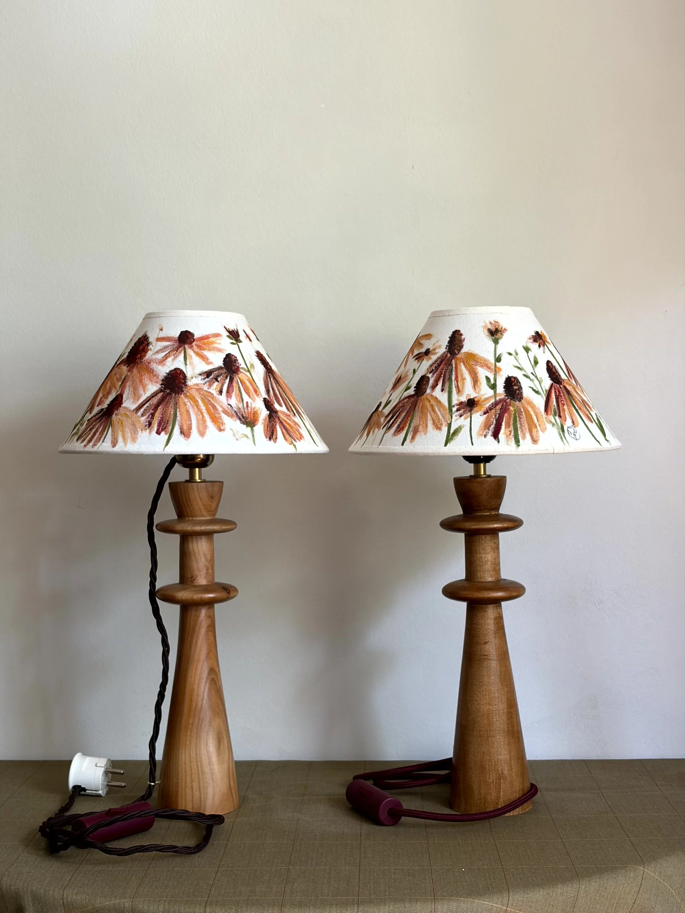 lamps n.11 & 12 (cotton, cherry/maple)